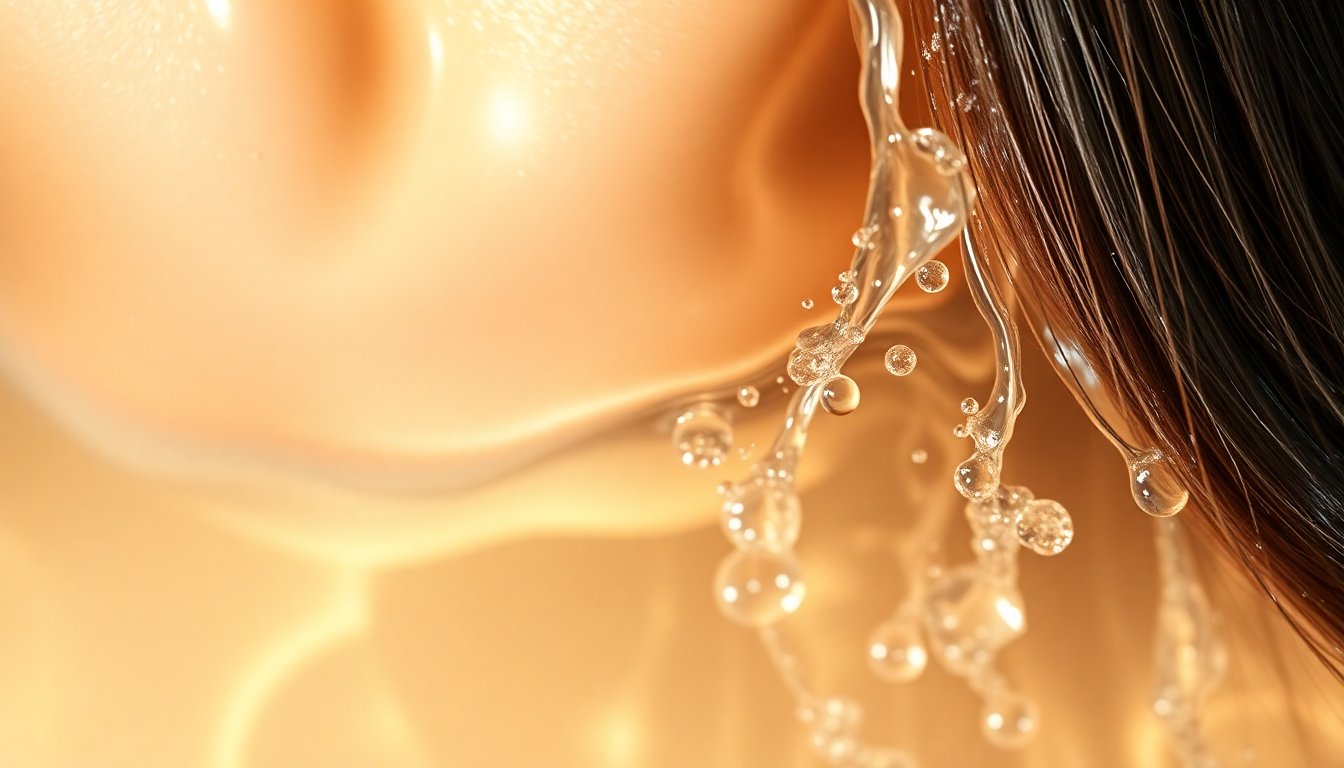 Acqua cristallina pulita che scorre graziosamente, simbolo di purezza e benessere della pelle in stile wellness