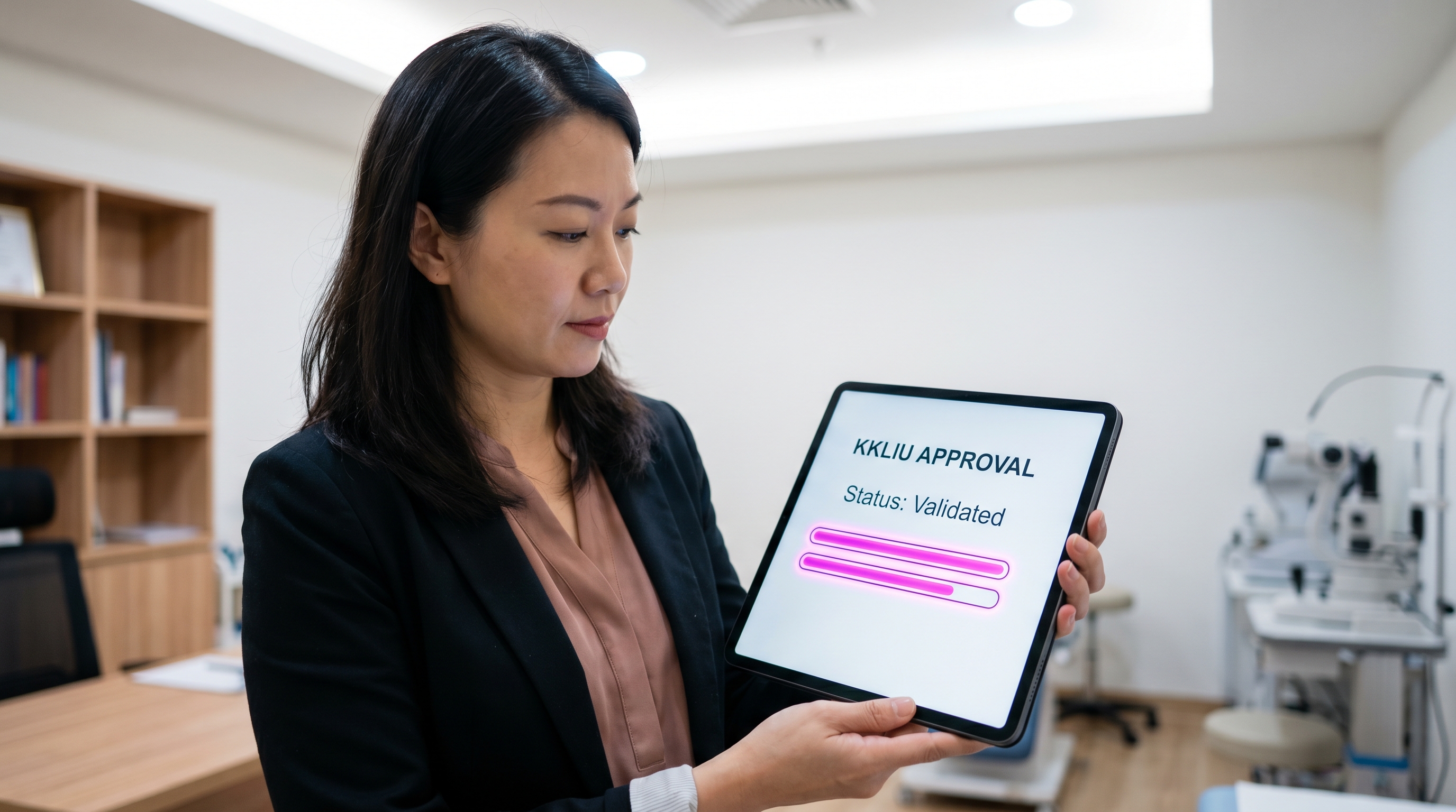 Digital dashboard showing KKLIU regulatory approval status for a medical campaign