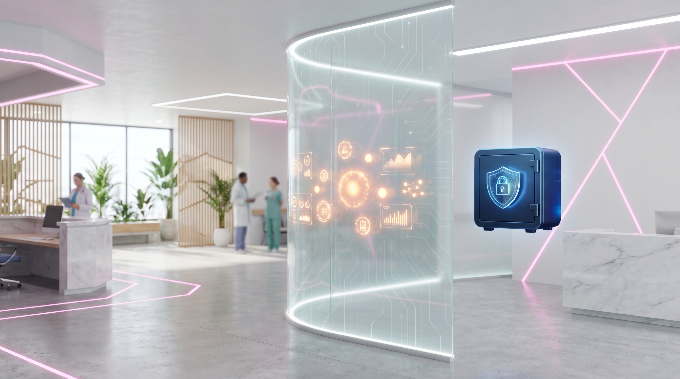 Digital illustration of secure data separation for healthcare marketing compliance