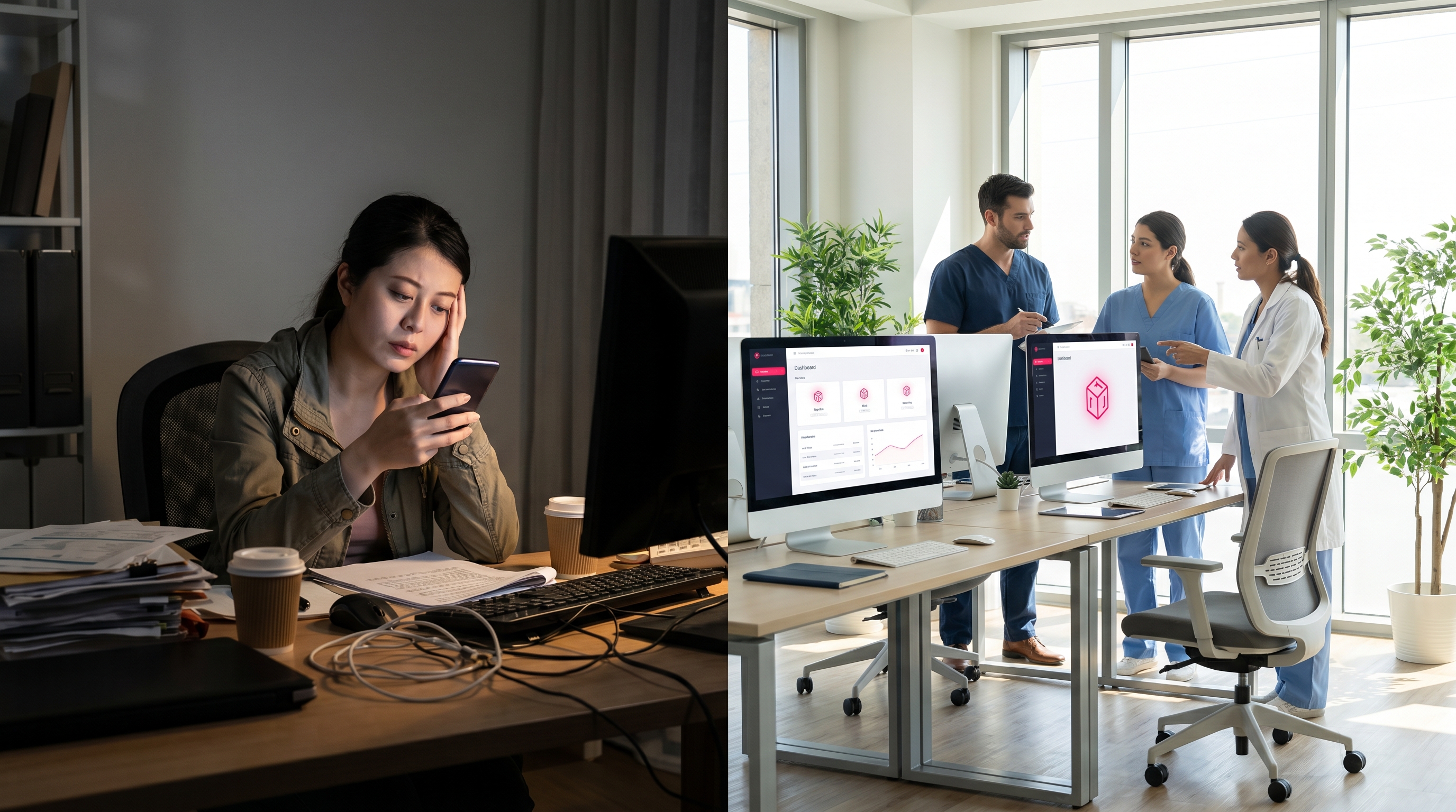 Comparison of single-device clinic management versus multi-agent API solutions