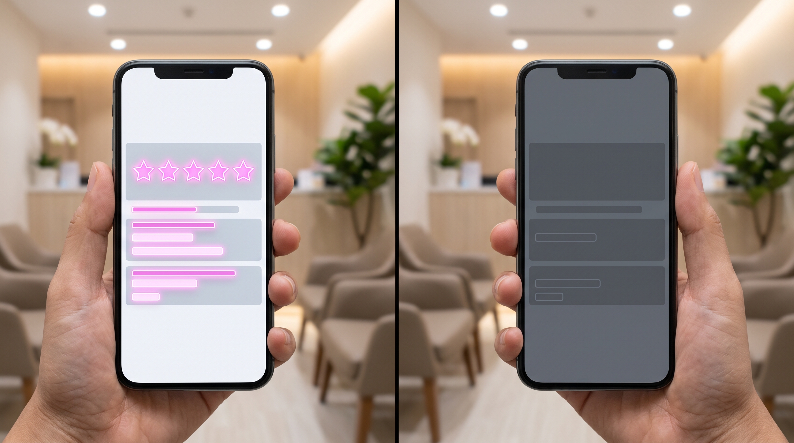 Comparison of high-rated versus low-rated clinic search visibility on mobile
