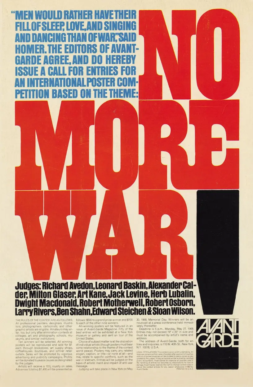 Avant garde magazine, 1967, No more war image