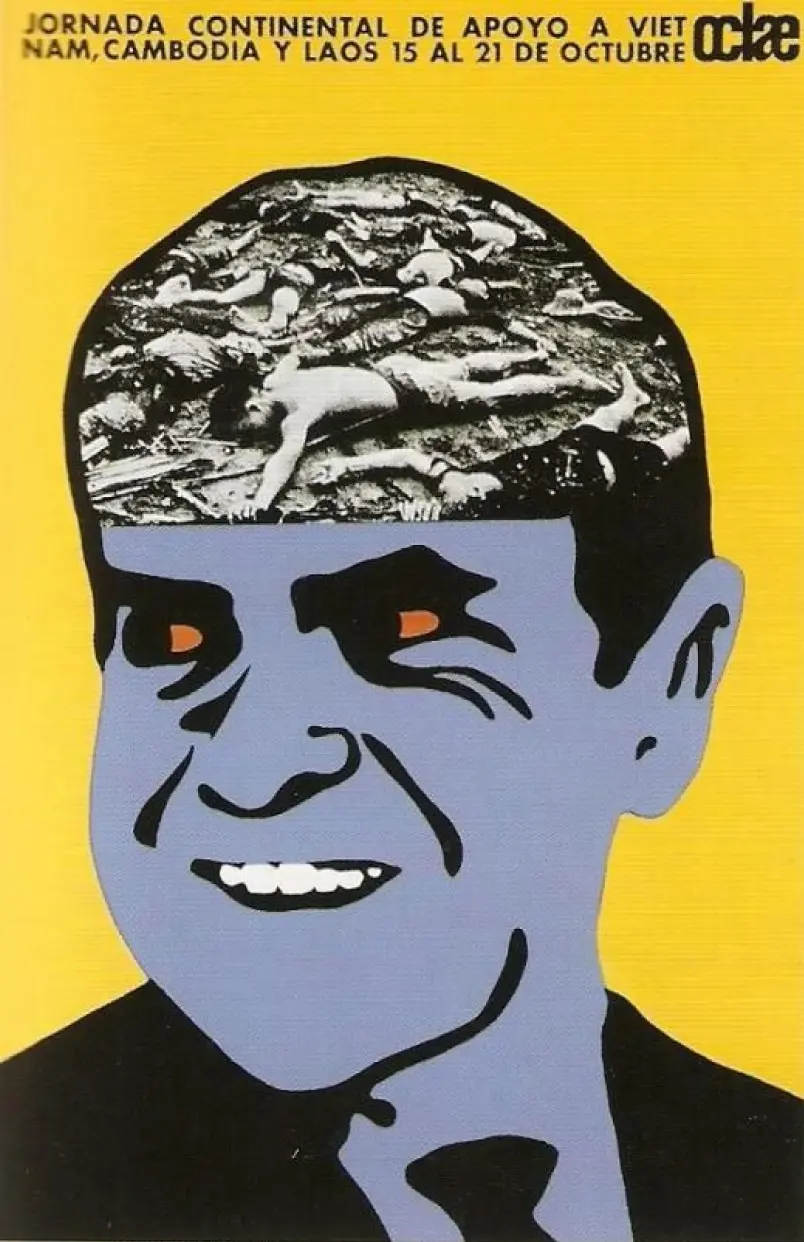 Unknown author, 1970, Day of continental support for Vietnam, Cambodia, and Laos (Cuban anti-Vietnam War poster) image