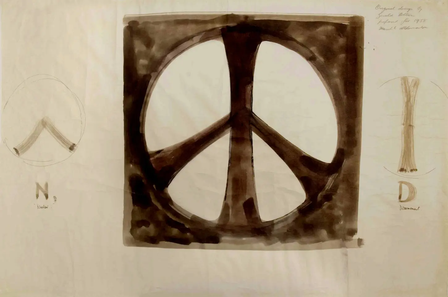 Sketch of Nuclear Disarmament Symbol by Gerald Holtom, 1958 image