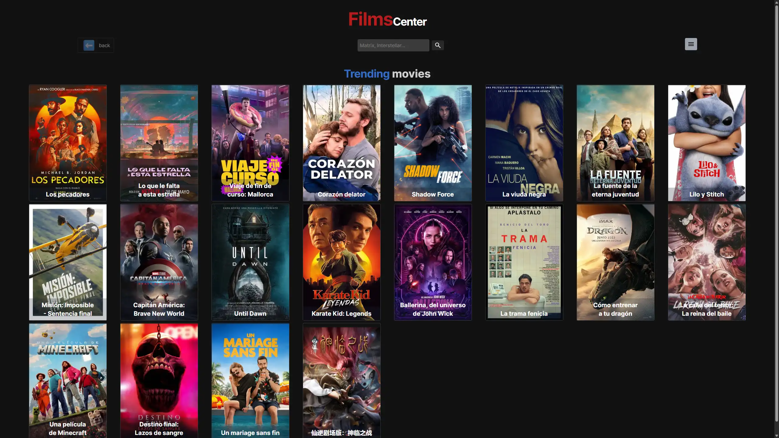 Imagen del proyecto Página web de películas y cartelera