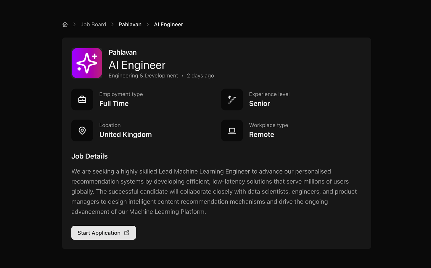 Startup job board on Best of Web showing jobs and co founder opportunities