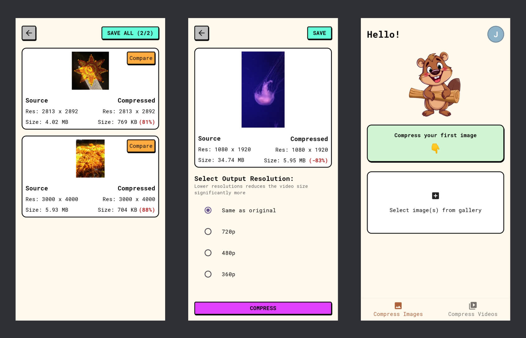 Tiny file mobile app screenshot