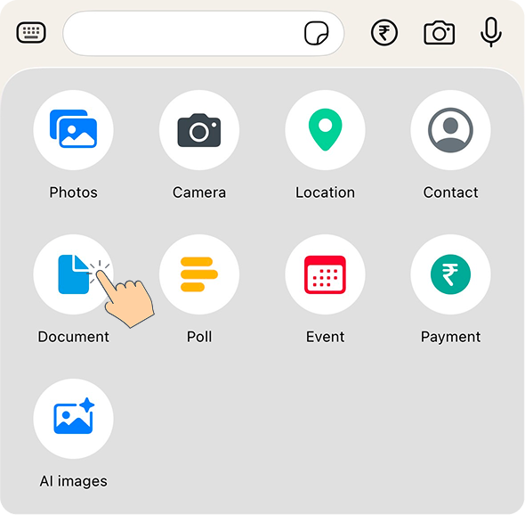 Select Document option in WhatsApp