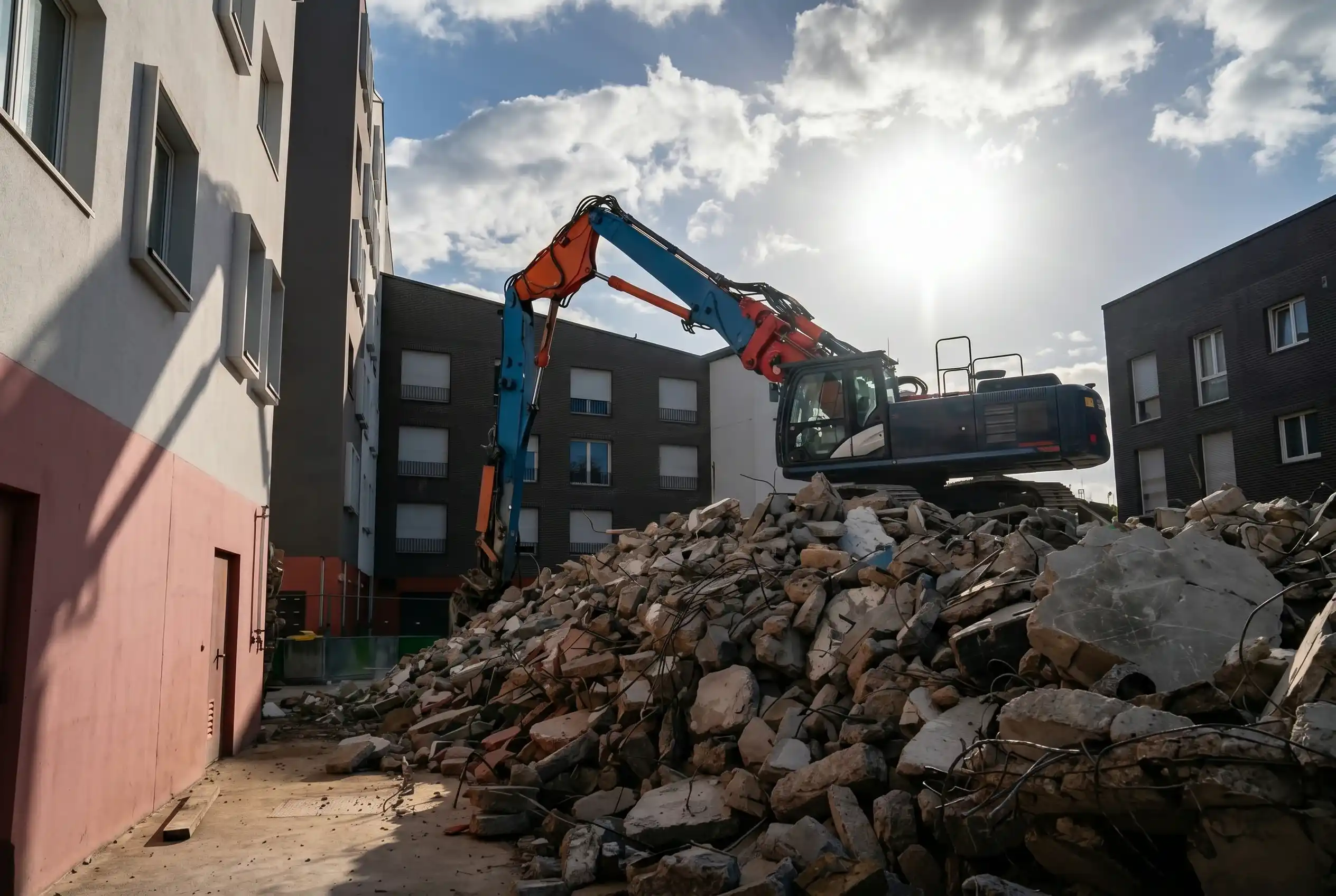 Démolition mécanique, site Adoma à Trappes (78)