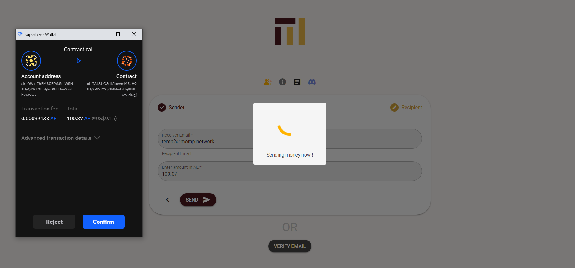 send from momp network