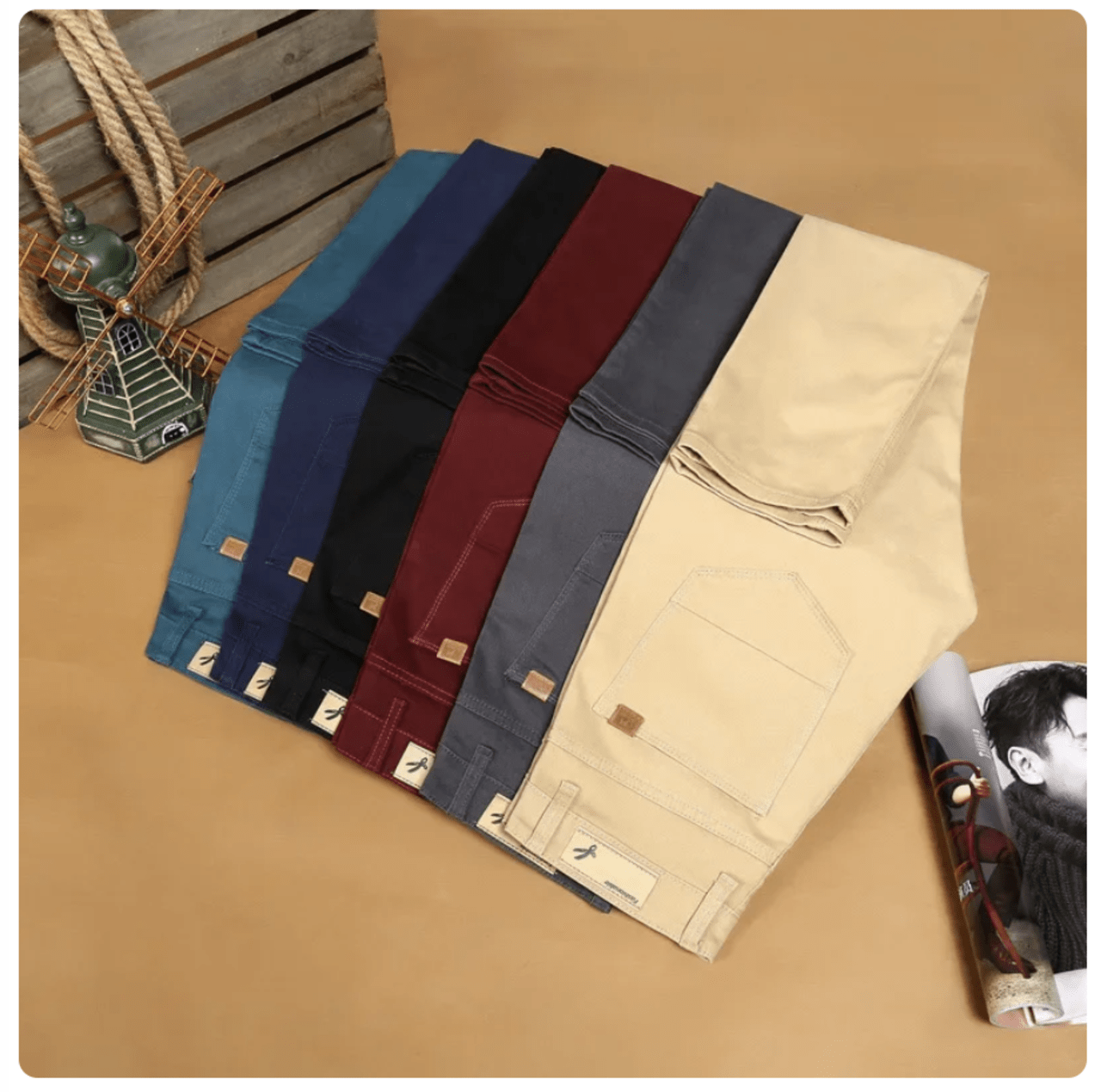 Trousers Male Brand Gray Red Khaki 6 Color Casual Pants Men 2024 Spring Autumn New Business Fashion Leisure Elastic Straigh