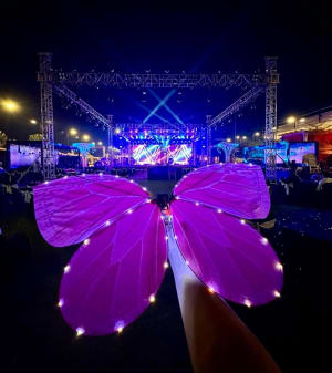 Butterfly Drone delivering rings at an engagement ceremony