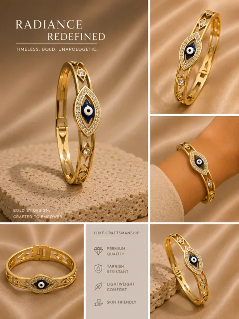 Premium Anti-Tarnish Stainless Steel Bracelet for Women | Luxury Gold-Plated Adjustable Cuff Bracelet