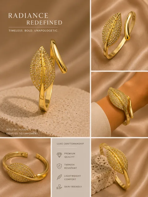 Premium Anti-Tarnish Stainless Steel Bracelet for Women | Luxury Gold-Plated Adjustable Cuff Bracelet
