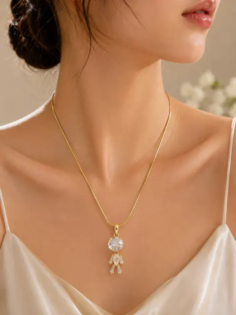 Elegant Gold-Plated Crystal Pendant Necklace | Anti-Tarnish | Galloria