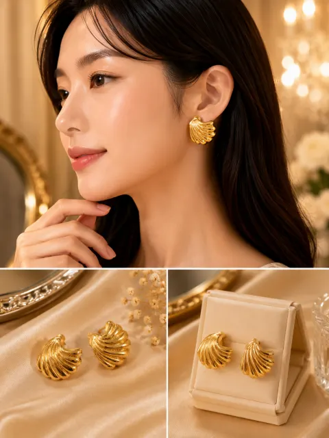 Premium Anti-Tarnish Earrings for Women | Luxury Gold-Plated Statement Stud Earrings | Long-Lasting Fashion Jewellery