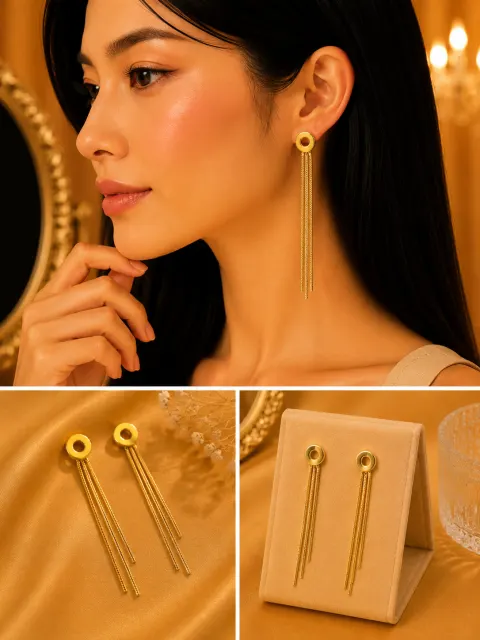 Premium Anti-Tarnish Earrings for Women | Luxury Gold-Plated Statement Drop Earrings | Long-Lasting Fashion Jewellery