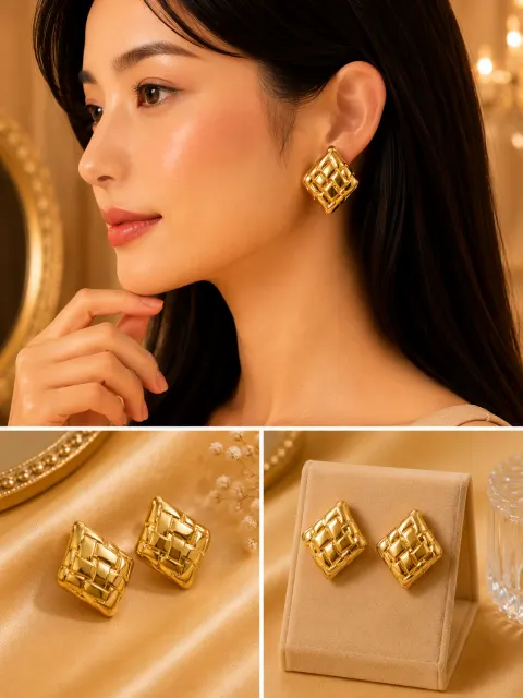 Premium Anti-Tarnish Earrings for Women | Luxury Gold-Plated Statement Stud Earrings | Long-Lasting Fashion Jewellery
