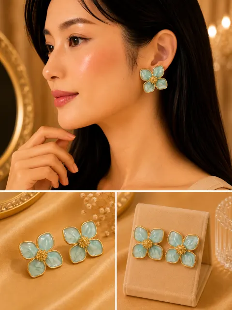 Premium Anti-Tarnish Earrings for Women | Luxury Gold-Plated Statement Stud Earrings | Long-Lasting Fashion Jewellery
