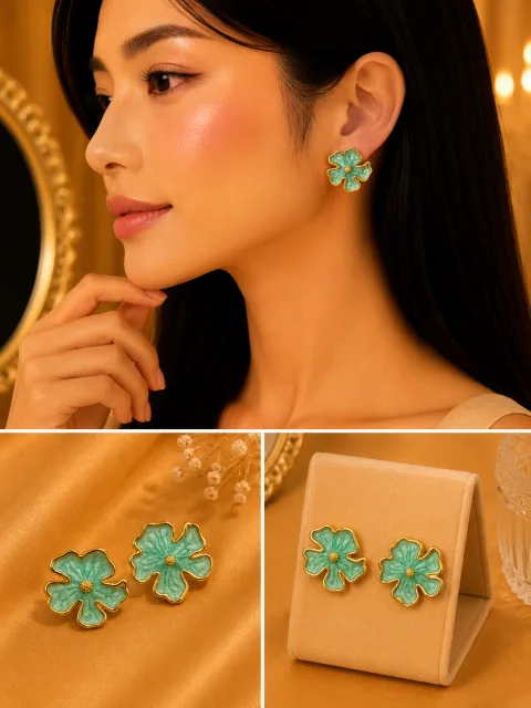 Premium Anti-Tarnish Earrings for Women | Luxury Gold-Plated Statement Stud Earrings | Long-Lasting Fashion Jewellery