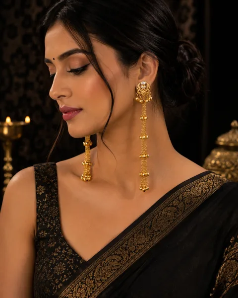 Galloria Royal Bell Tassel Earrings | Premium Traditional Long Earrings