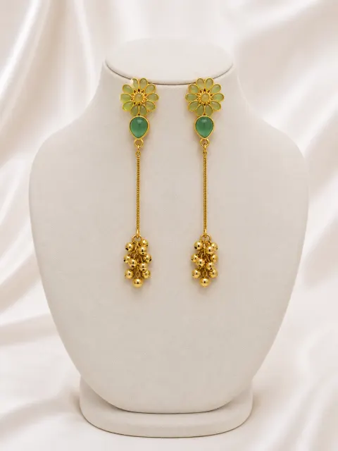 Galloria Mint Green Floral Tassel Earrings | Premium Long Dangler Earrings