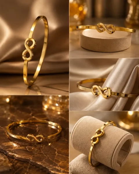 Premium Anti-Tarnish Stainless Steel Bracelet for Women | Luxury Gold-Plated Adjustable Cuff Bracelet