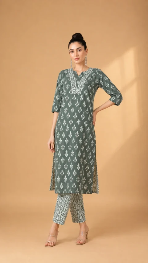 Elegant Printed Kurti & Pant Set – 2 Piece | Daily & Occasion Wear