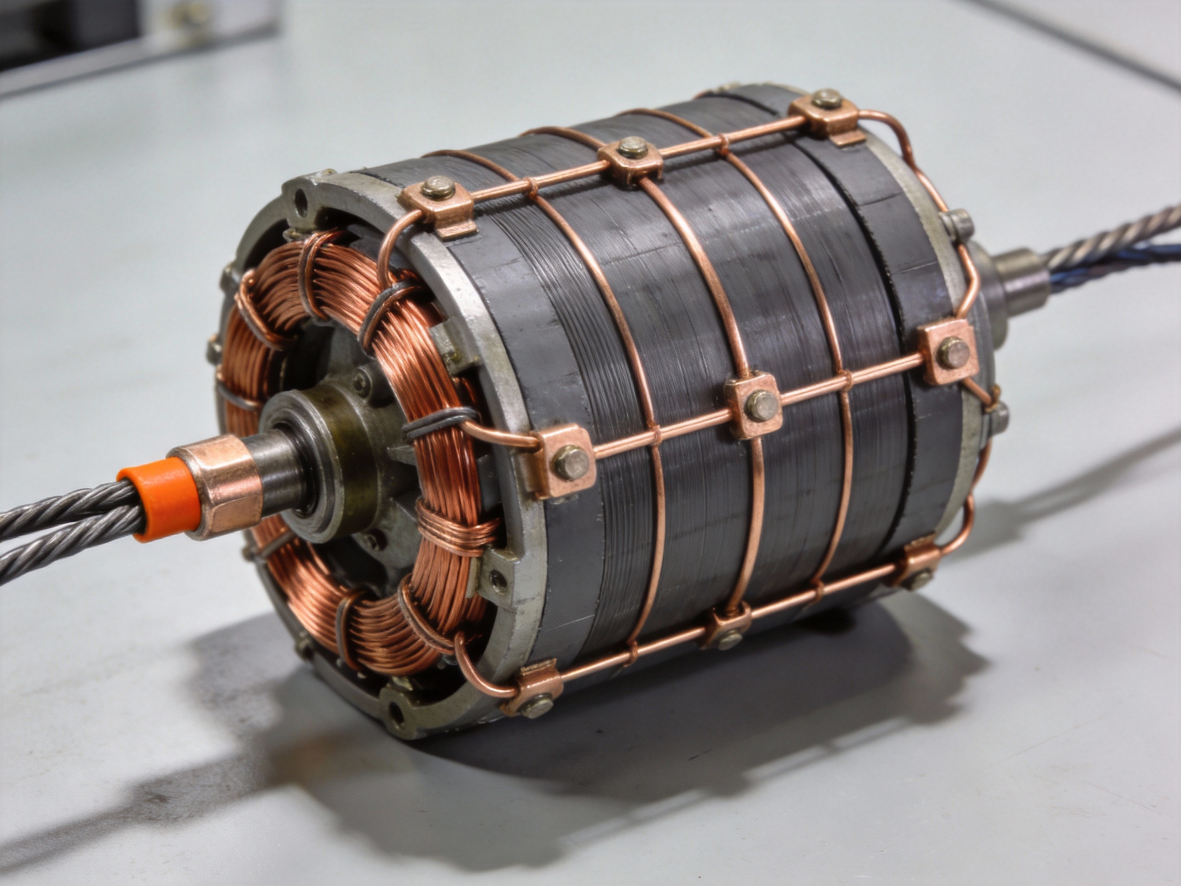 Close-up of a series wound DC motor