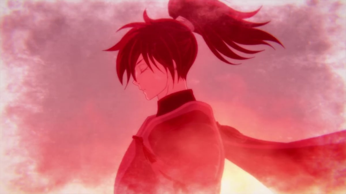 りぶの楽曲「疾走」のサウンドを体現する若き信長。鋭い表情と流れるような背景の光が疾走感を視覚的に描く。