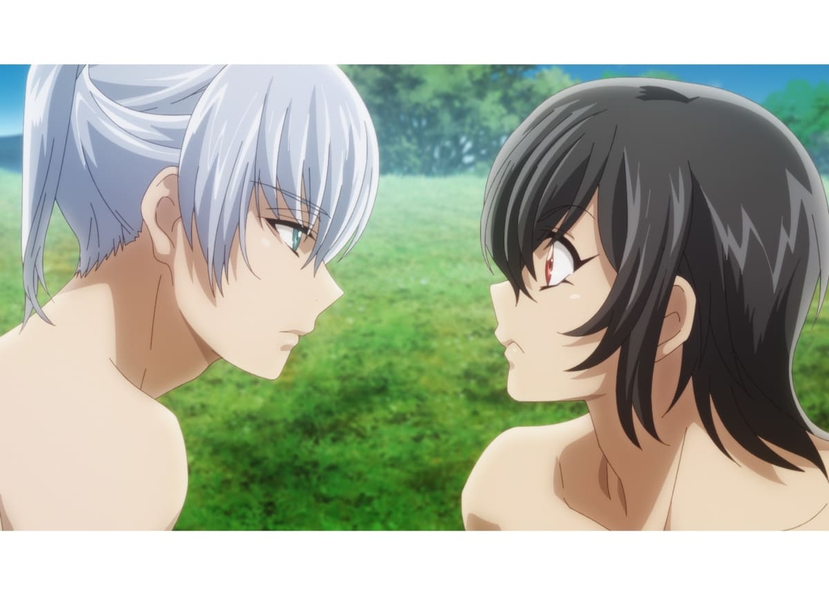 暗闇で若き信長が振り返る『胡蝶綺』の場面カット。憂いを帯びた表情と陰影が織りなすアニメーションの映像美。