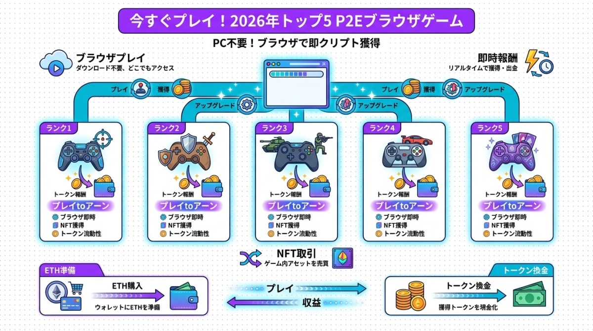 2026年のブラウザゲームのトレンド。ネオン輝く未来都市で、プレイヤーが空に浮かぶ神秘的なピンクのオブジェクトを見上げている。