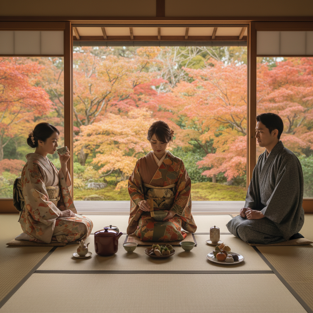 秋の茶会 着物