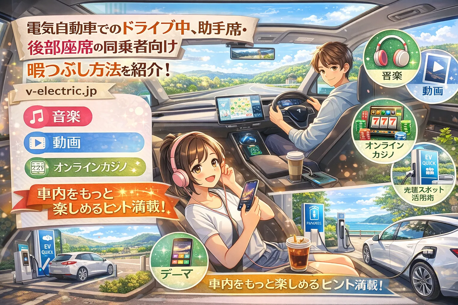 電気自動車でドライブ！同乗者の退屈を解消する過ごし方ガイド 