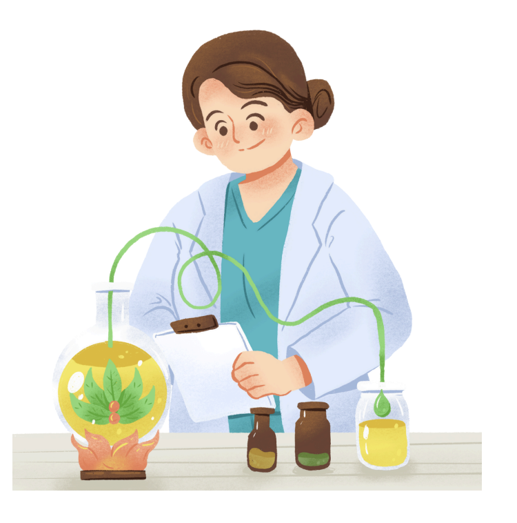 Doctor and natural therapies illustration