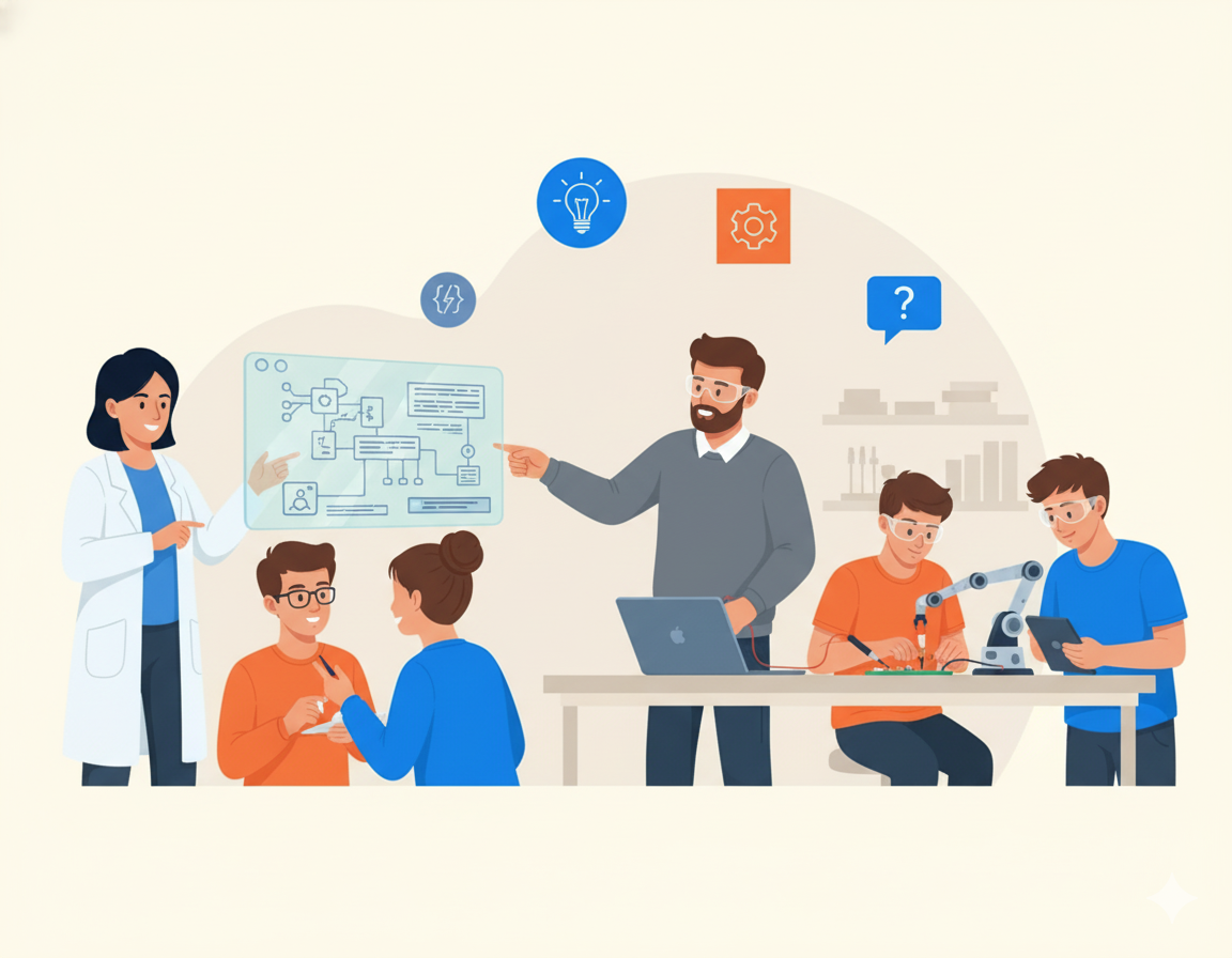 Mentor teaching students