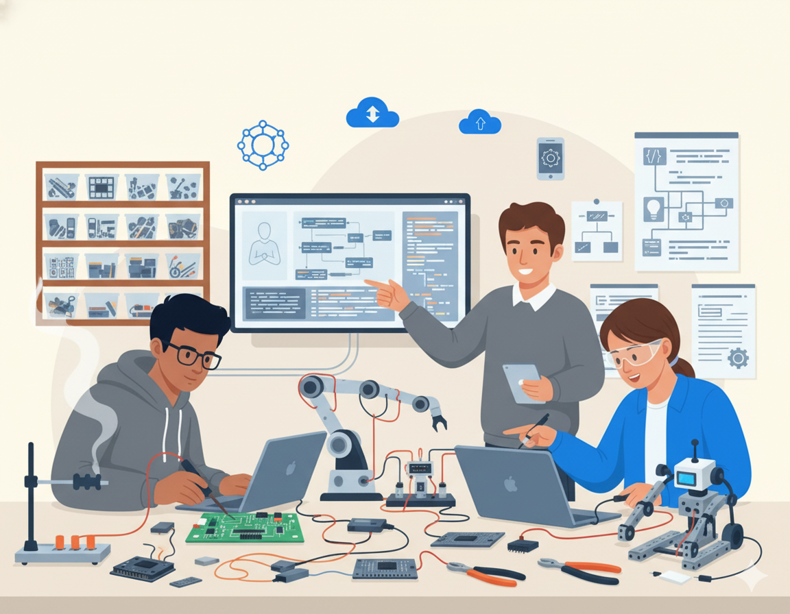 Team collaborating on a prototype