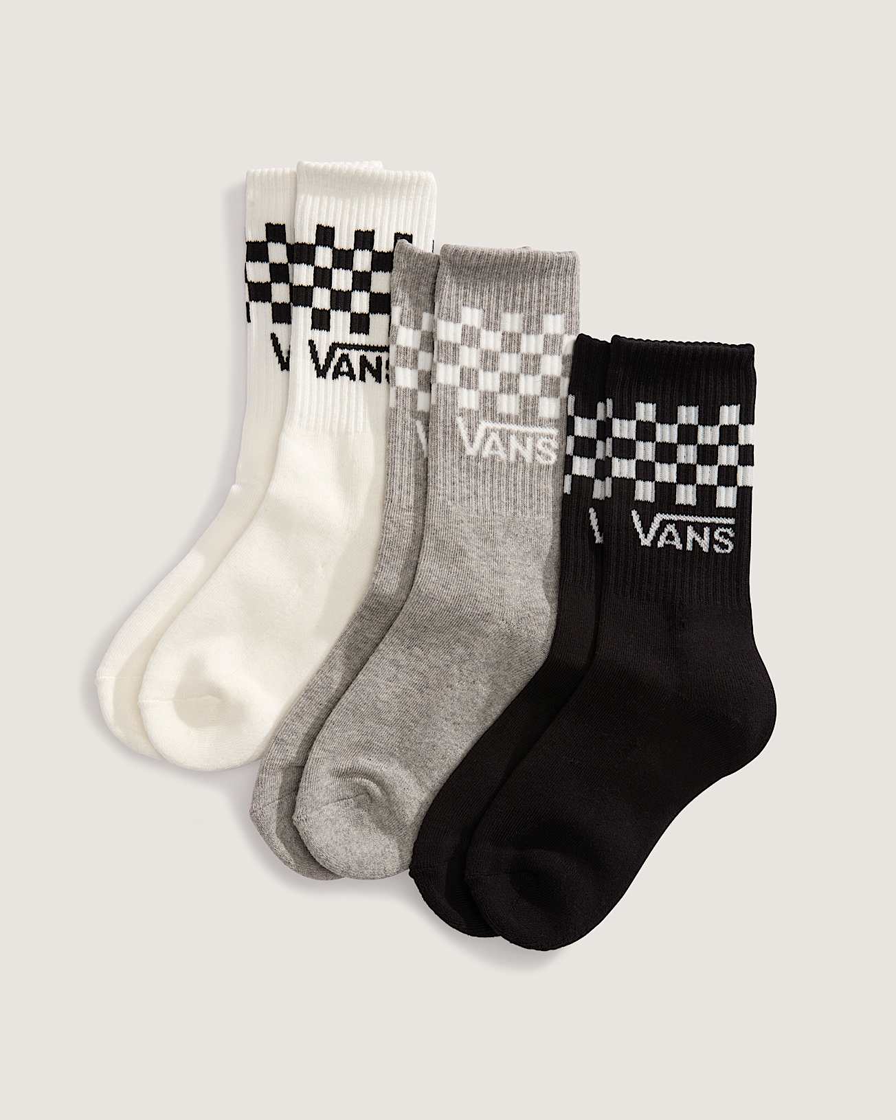 MEIAS CLASSIC CHECK CREW PK3 CHBD BLKWH VANS