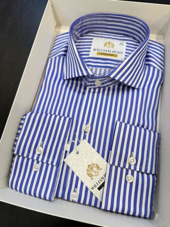 Blue and White Striped Cotton Shirt ni