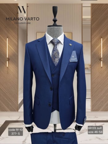 3-Piece Milano Varto Slim-Fit Blue Suit – Exclusive Line