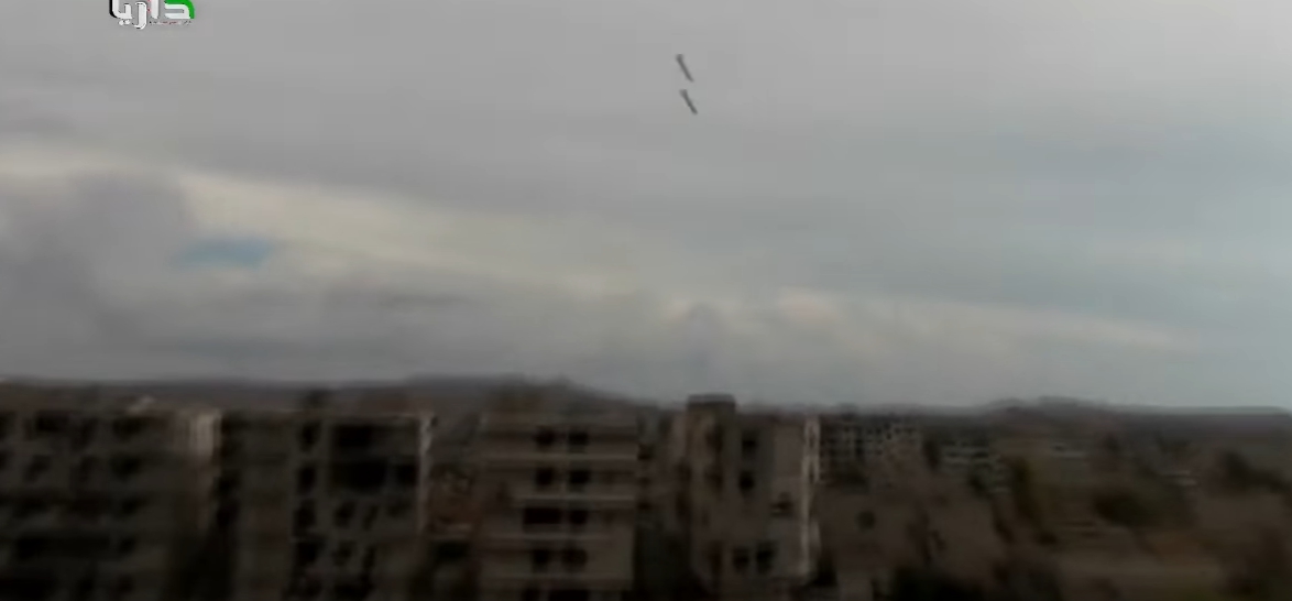 Bombs dropping over Syria