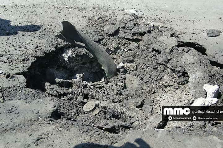 Weapon remnants found in a crater in Khan Sheikhoun