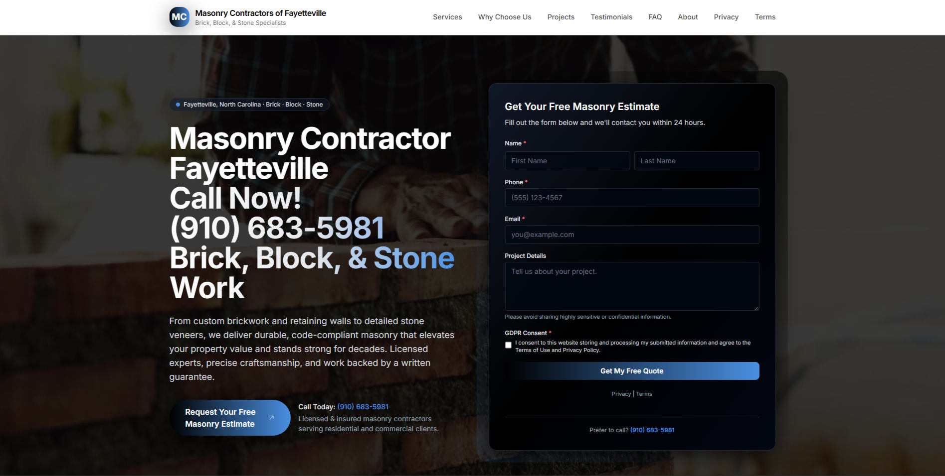 Masonry Contractors of Fayetteville