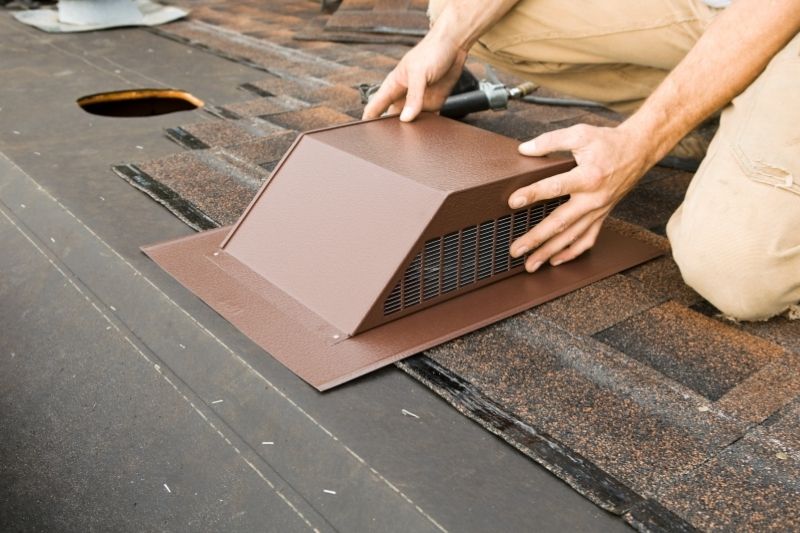 Attic ventilation system on residential roof