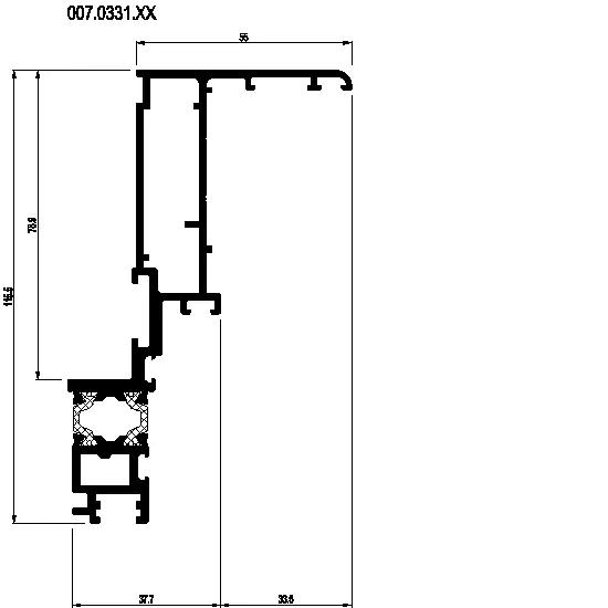 [007.0331] Верхня зовнішня рама-HUNG WINDOW WITH FRICTION STAYS OR POW HI Reynaers