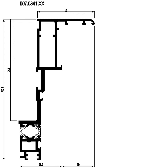 [007.0341] Верхня зовнішня рама-HUNG WINDOW WITH FRICTION STAYS OR POW HI Reynaers