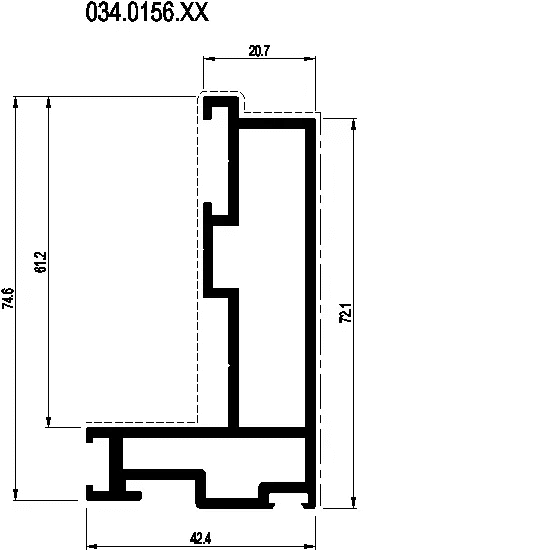 [034.0156] VENT PROFILE TOP-HUNG WINDOW WITH FRICTION STAYS OR POW Reynaers
