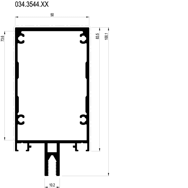 [034.3544] SUSPENSION PROFILE / TRANSOM 100.15 мм Reynaers
