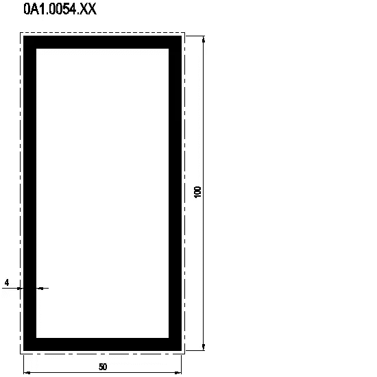 [0A1.0054] RECTANGULAR TUBE 100x50x4 мм Reynaers