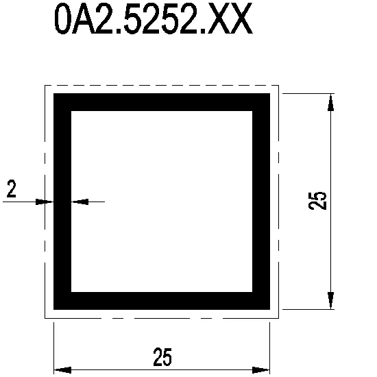 [0A2.5252] SQUARE TUBE 25x25x2 мм Reynaers
